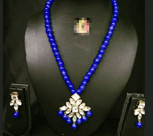 Vibrant Blue Beaded Necklace &amp; Earring Set