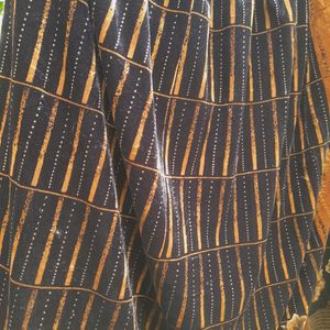 Velvet Mid- Skirt (Deep Golden And Black Color)