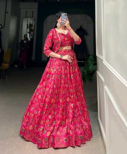 Floral pink lehenga