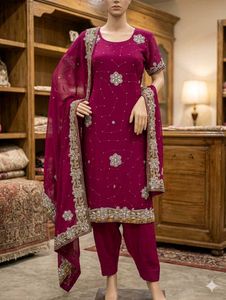 Exquisite Embellished Magenta full heavy work
