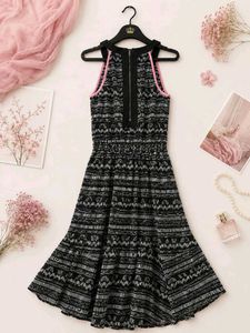 Boho-Inspired Black & White Print Dress