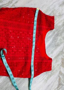 Stunning Red Sequined Kurta Set