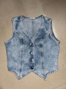V-Neck Denim Vest