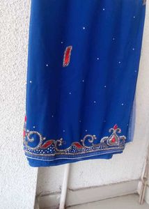 Royal Blue Embellished Saree