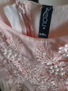 Elegant Pink Lace&amp;pearl Detail Dress