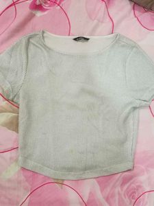 Sparkly Silver Cropped Top