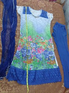 Beautiful Floral Kurta leggings Set with Dupatta