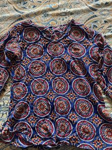 Bohemian Print Long Sleeve Tunic Top