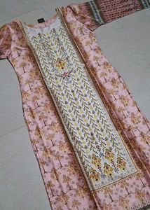 Pink and Cream Ethnic Kurta with Tree Print