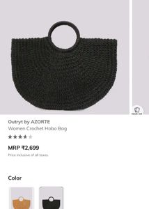 Outry by AZORTE Black Crochet Hobo Bag