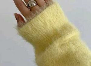 Butter yellow fur cardigan