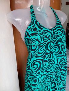 Green Floral Halter Dress