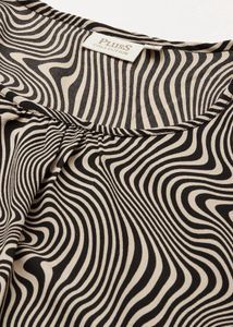 Beige and Black Geometric Print Top