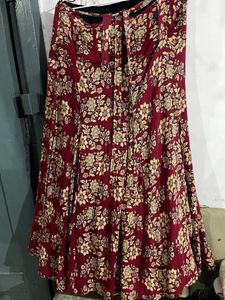 Flared Red Printed Skirt