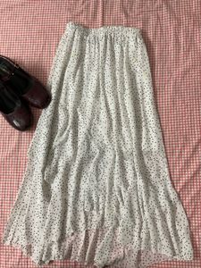 White Polka Dot Ruffle Skirt