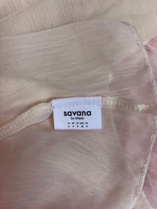 Cream Lace Trimmed Flutter Sleeve Top