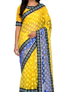 Vibrant Yellow Polka Dot Saree