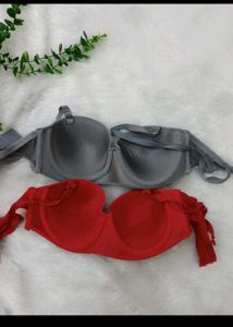 Padded Bra - Red &amp; Grey