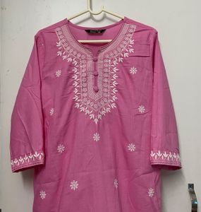 Chic Pink Chikankari Kurta Set