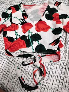Women's Floral Wrap Crop Top