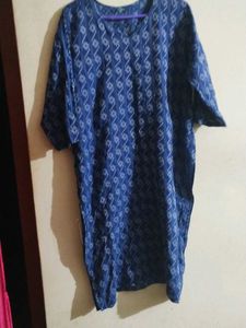 Blue Patterned Cotton Kurta