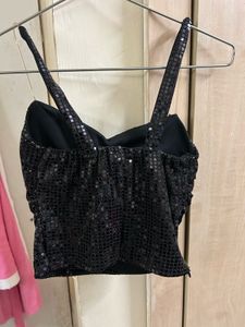 Sparkling Black Sequin Top