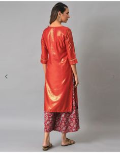 Elegant Orange Embroidered Kurta Set