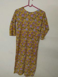 Yellow Floral Print Kurti