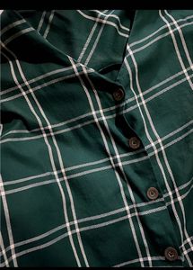 Green Plaid Vintage Button-Up Shirt