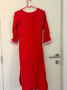 Vibrant Red Kurta chikankari kurt