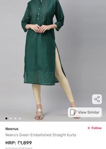 Neerus Green Kurta Size L