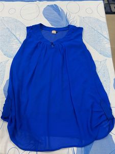 Vibrant Blue Sleeveless Top with Tie Detail