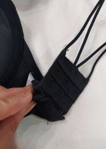 Black Lace Trim Bra with Cross Necklace Detail