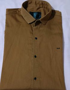 Men's Brown Cotton Shirt