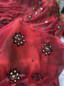 Embellished Red Saree(FIXED) buy1get1