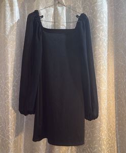 Black Puff Sleeve Mini Dress-like new