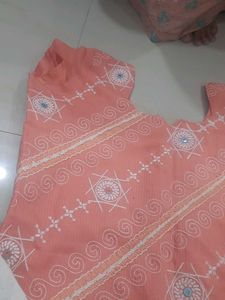 Elegant Peach Kurta Set with Dupatta