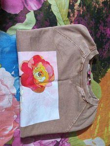 Brown T-Shirt with Floral Print