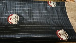 Designer Black Saree with Face Embellishments