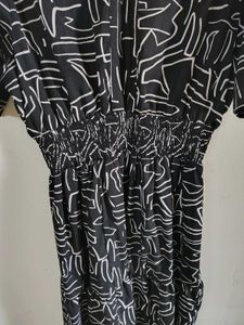 Stylish Black&amp;White Print Dress[FREE DELIVERY]