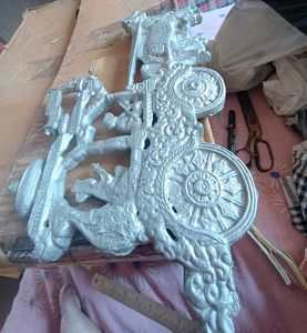 Silver Radha Krishna Chariot Showpiece