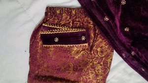 Velvet zari work suit