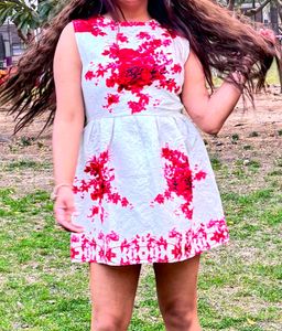 Red &amp; White Sleeveless Dress