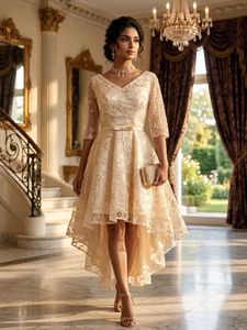 Elegant Lace High-Low Party Dress