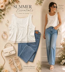 White Lace Trim Tank Top