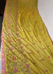 Beautiful Yellow Embroidered Saree