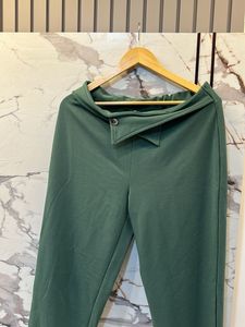 Stylish Green Wide-Leg Pants, Waist- 36/34