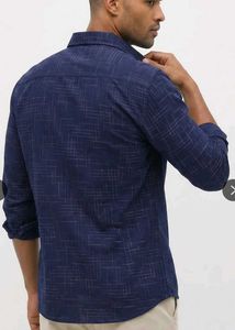 Men's Navy Blue Printed Casual Shirt