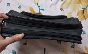 Classic Black Leather Clutch