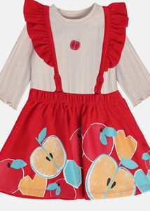 Cute Apple Print Dress for Girls